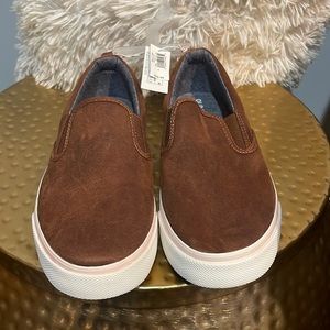 NWT Boys Brown Faux Leather Slip Ons